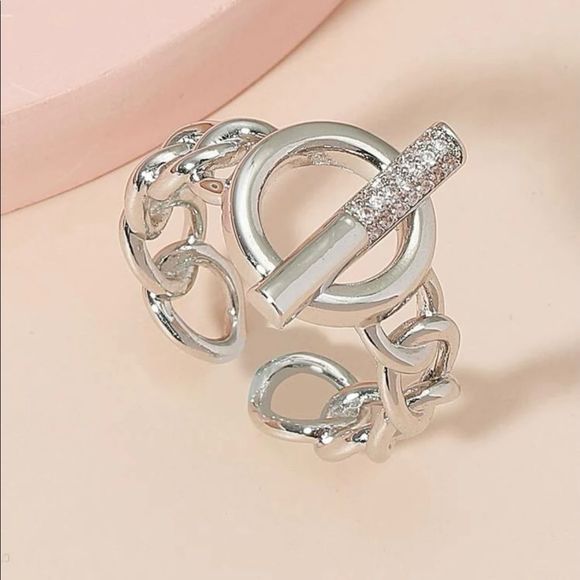 Chain Design Cuff Ring - Picture 2 of 3